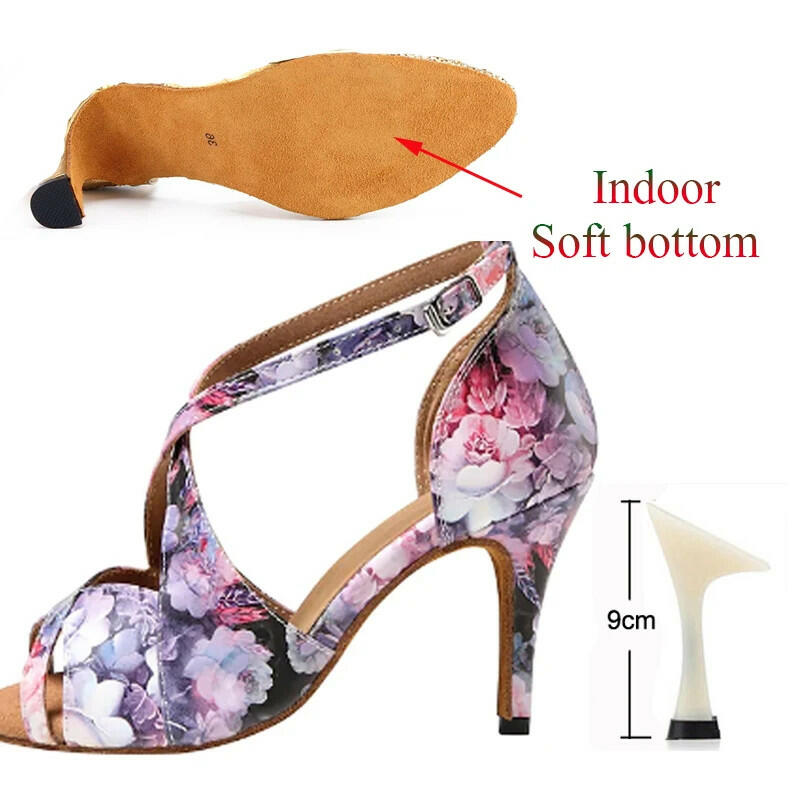 Latin Dance Shoes Women Soft Sole Salsa Tango Sneakers Summer High Heel Sandals