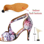 Latin Dance Shoes Women Soft Sole Salsa Tango Sneakers Summer High Heel Sandals