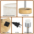Dicoool Touch Bedside Table Lamp with USB - 3 Way Dimmable Wood Lamp for Bedroom