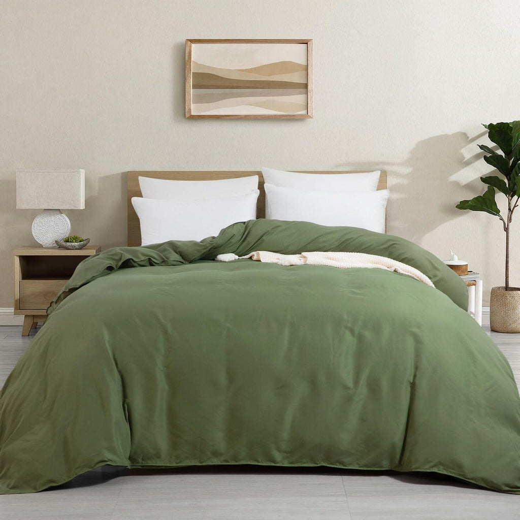 HOMBYS Oversized King Duvet Cover 120 x120 Inch, Ultra Soft Microfiber Olive