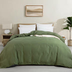 HOMBYS Oversized King Duvet Cover 120 x120 Inch, Ultra Soft Microfiber Olive