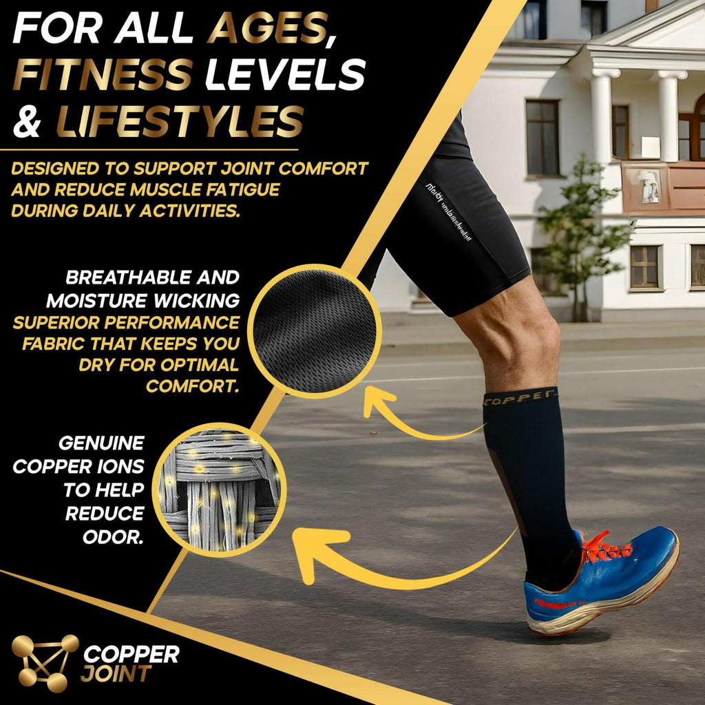 1 Pair CopperJoint Copper Compression Socks for Women & Men, 2X-Large Knee High