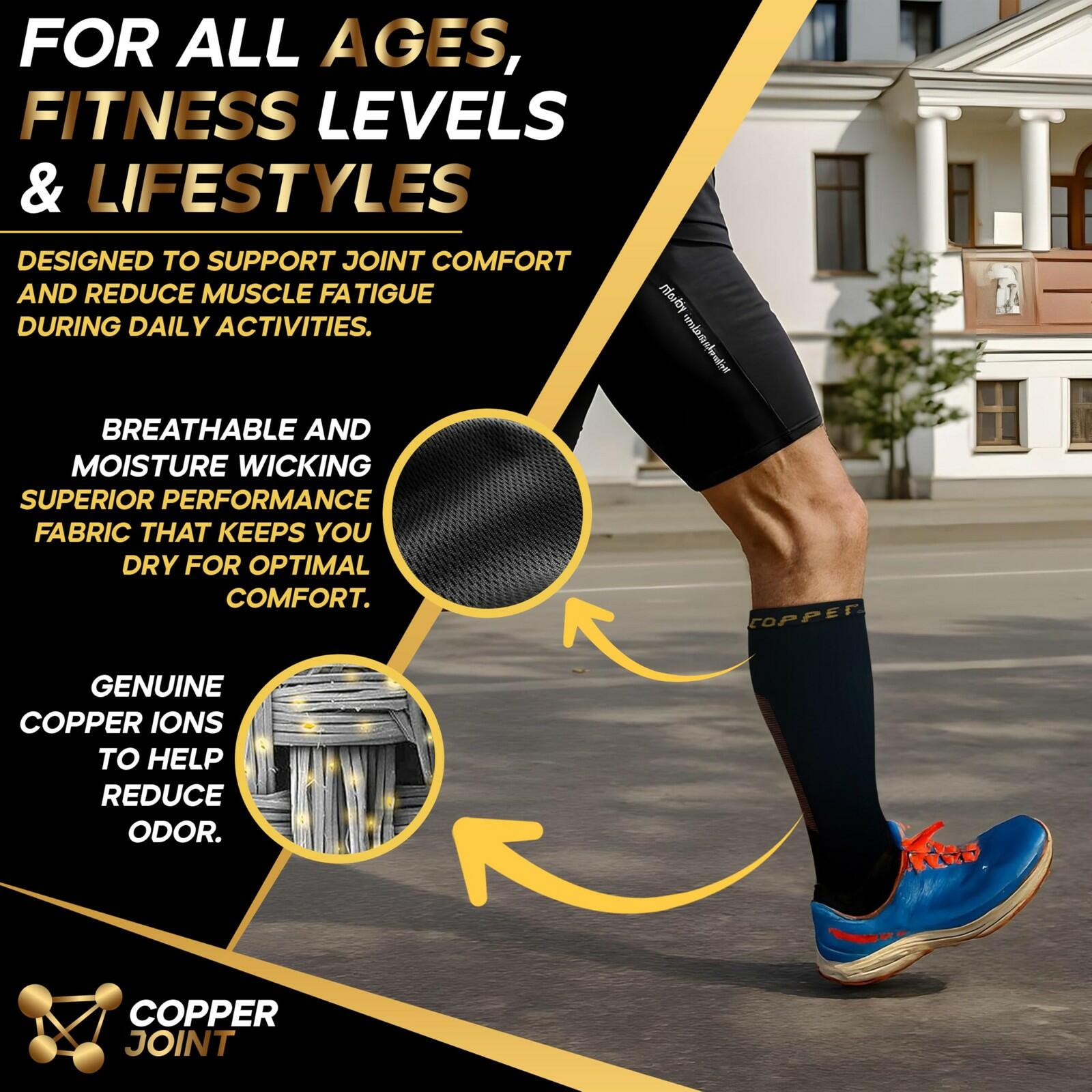 1 Pair CopperJoint Copper Compression Socks for Women & Men, 2X-Large Knee High