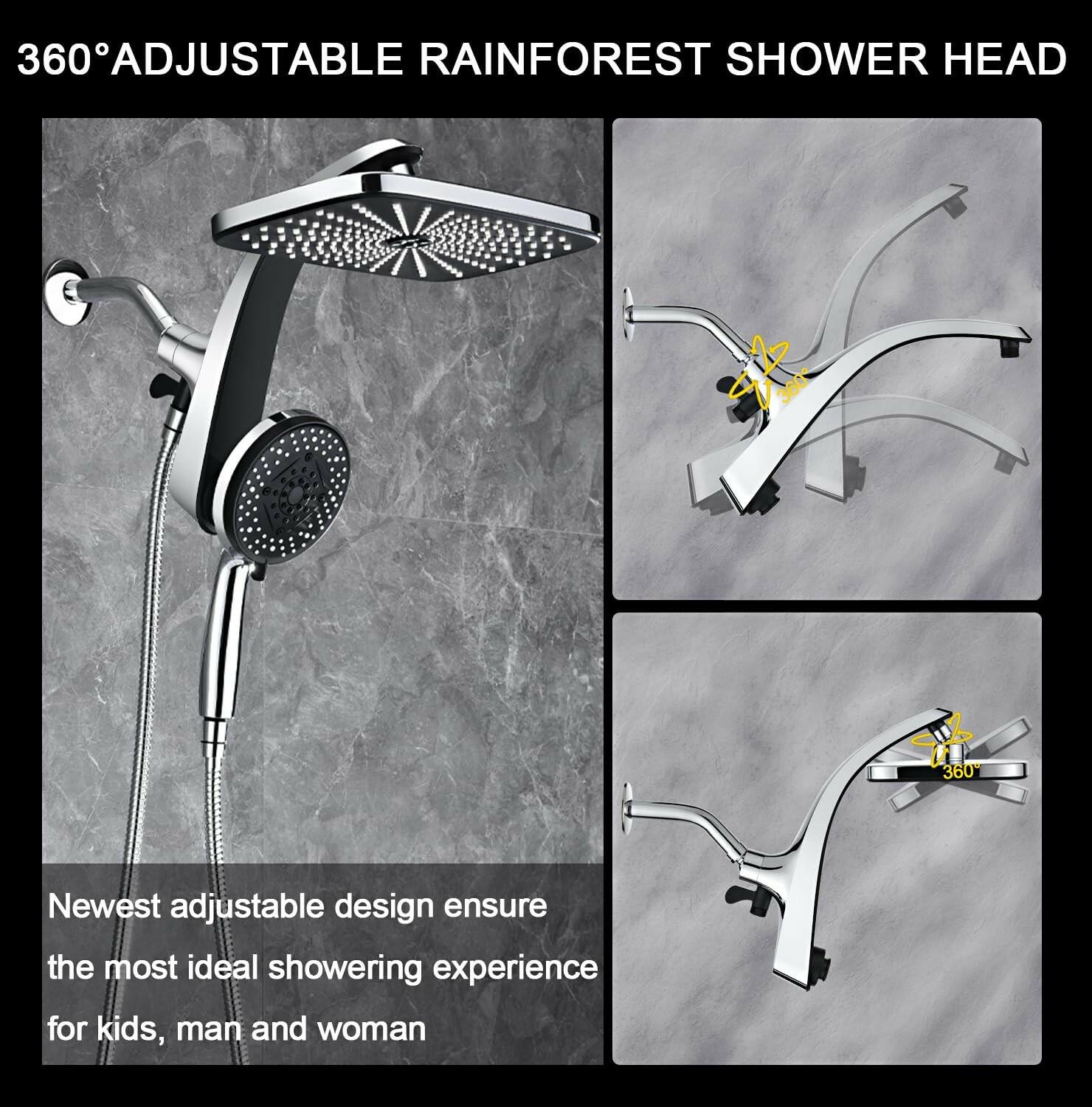 High Pressure Rain Shower Head: Upgrade Shower Heads with Handheld Spray Combo