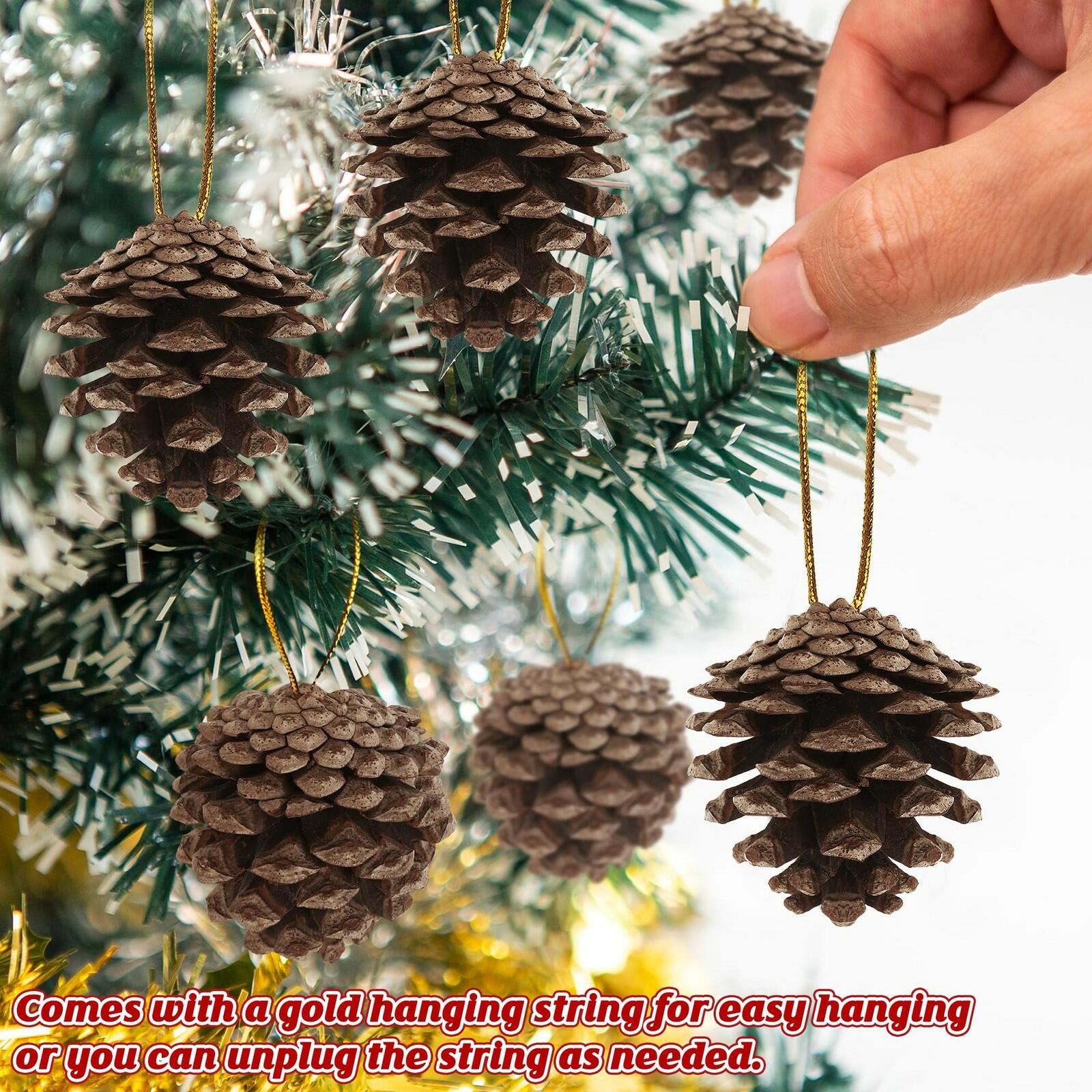 24 PCS Natural Pine Cones, 1.96 in Pinecone Ornaments, Rustic Pine Cones for