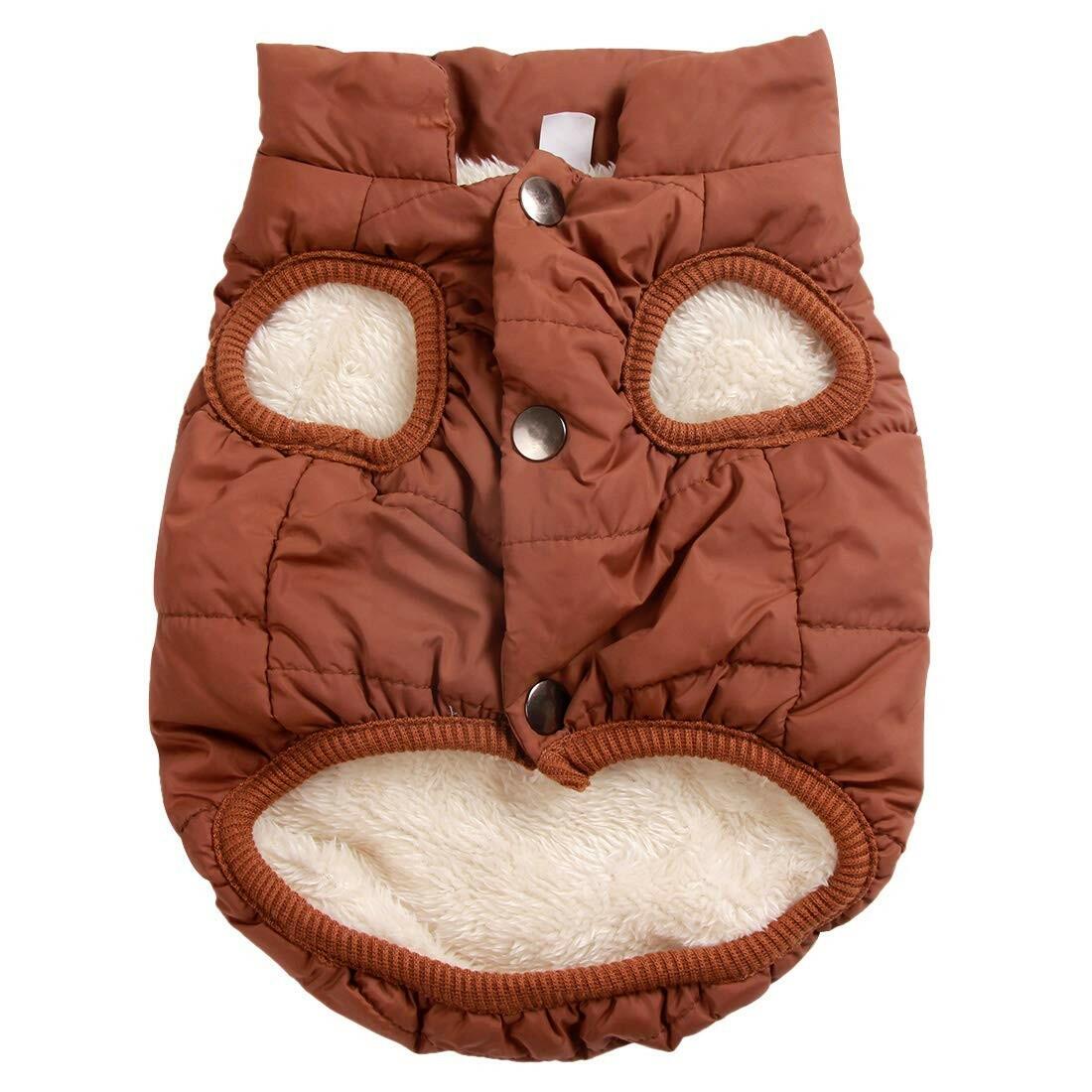 JoyDaog 2 Layers Fleece Lined Warm Dog Jacket for Puppy Winter Cold Weather,Soft
