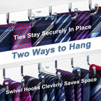 Tie Rack Wall Mounted, Belt Rack Tie Organizer for Men with 20 Storage Hooks,