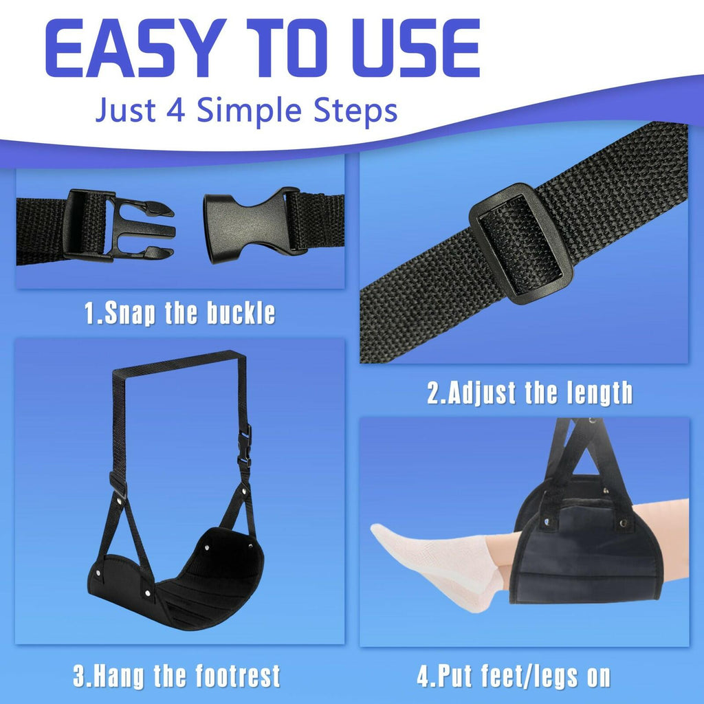 2-Pack Airplane Foot Hammock for Plane Travel - Travel Essentials Length