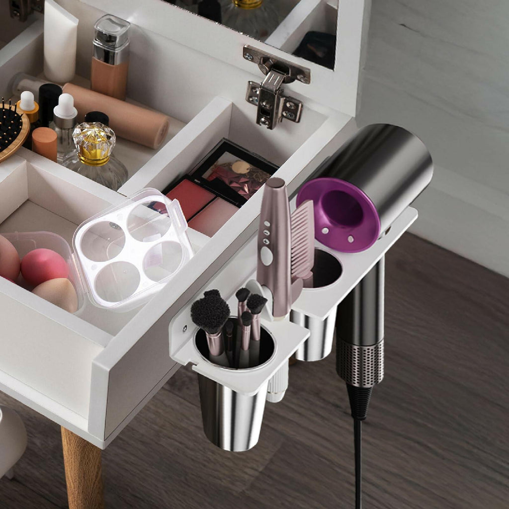 HIIMIEI Hair Tool Organizer Wall Mount, White Acrylic Hot Tool Holder with