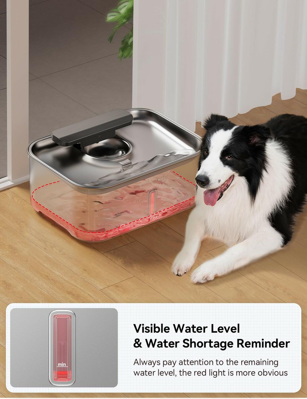 FEELNEEDY 3 Gal Stainless Steel Dog Water Fountain for Large Dog, Pet Water