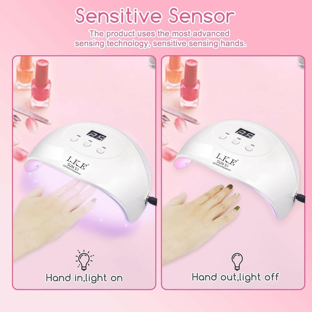 Wisdompark 72W UV LED Nail Lamp, UV Light for Gel Nails with 15 Beads Curing