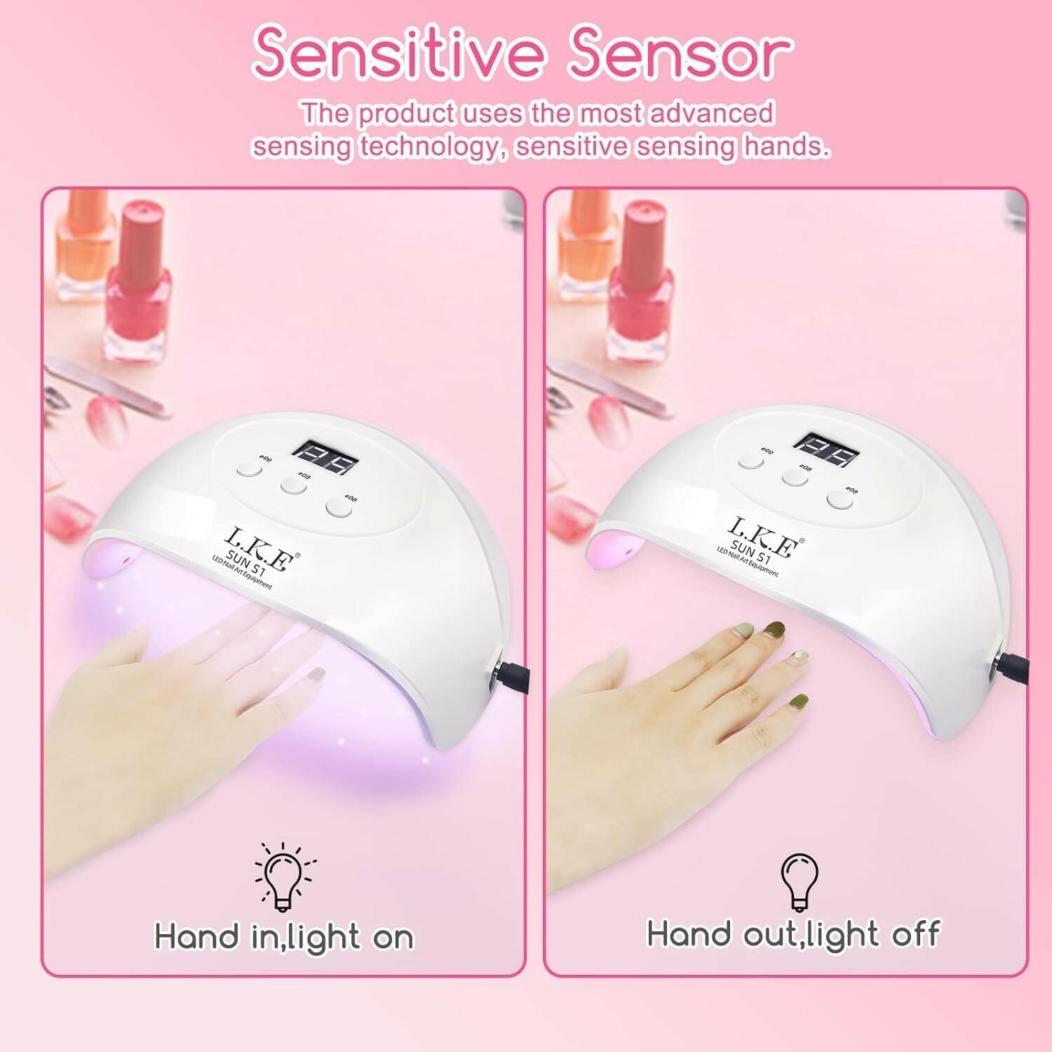 Wisdompark 72W UV LED Nail Lamp, UV Light for Gel Nails with 15 Beads Curing