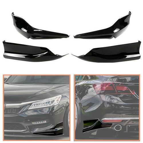 skkyoro Front & Rear Bumper Splitter Lip 4PCS for Honda Accord 4 Door Sedan 2016-2017 HFP Style Front & Rear Side Corner Spats Apron (Glossy Black)