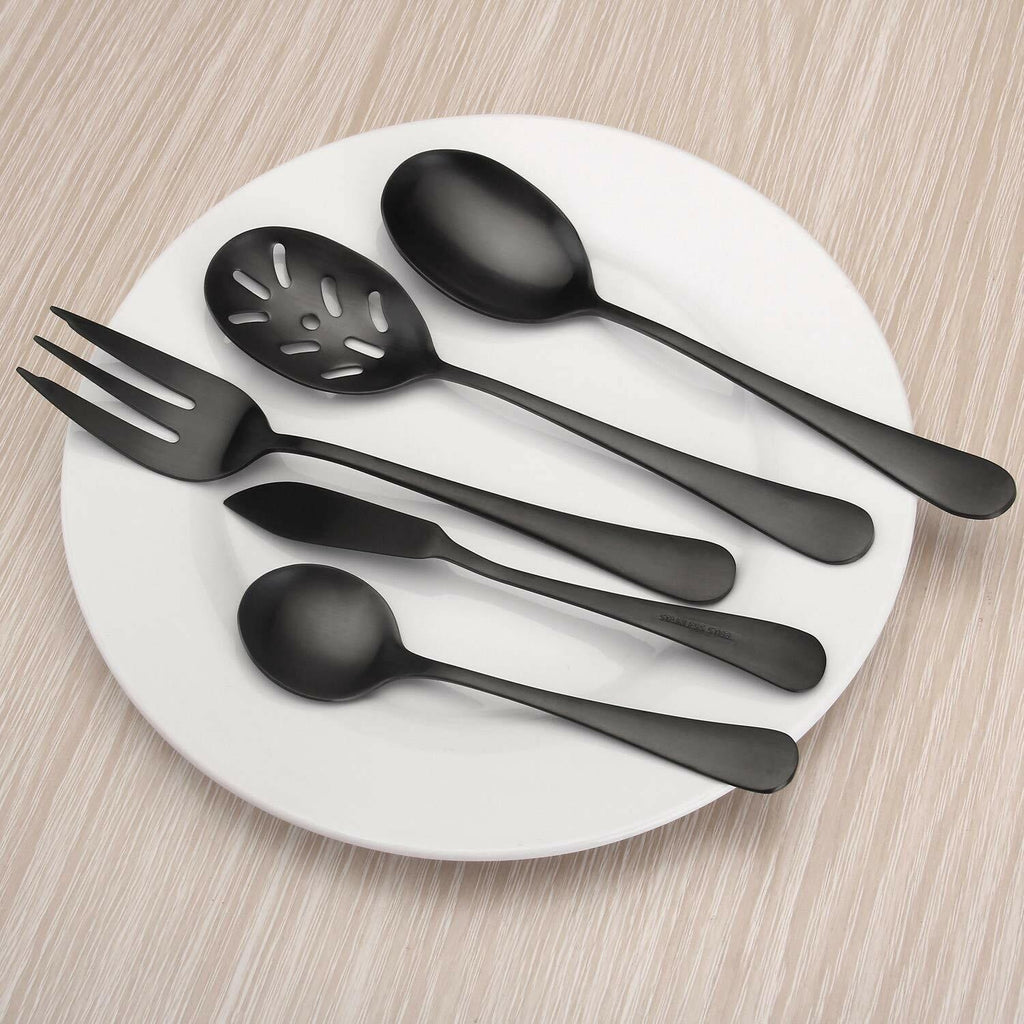 Matte Black Serving Set，SHARECOOK 5-Piece 18/0 Stainless Steel Large Hostess Set