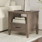 IMPLIHOME Ela End Table 20" Solid Wood Rectangle Transitional Smoky Brown