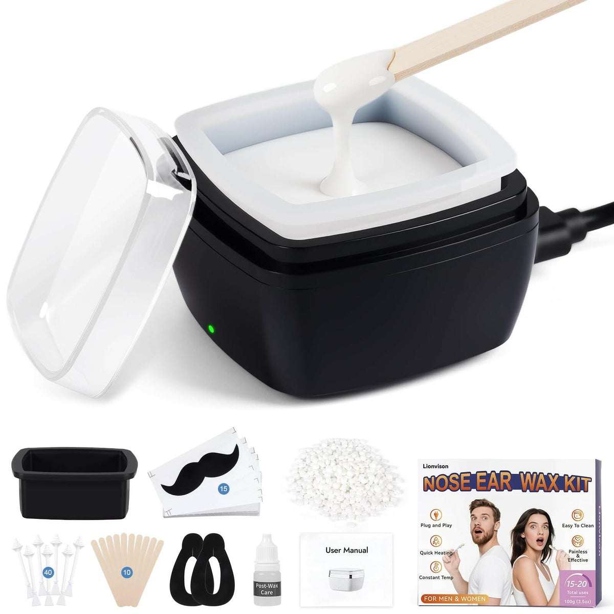 LIONVISON Men's Nose Wax Removal: Painless Hair Removal for Nose and Ears - with