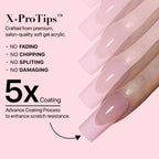 SXC Cosmetics French Tip Press On Nails – 5 Pink Series, Medium Square, X-Pro