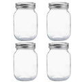 4 Pack YINGERHUAN Glass Regular Mouth Mason Jars, 16 oz Clear Glass Jars with