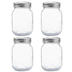 4 Pack YINGERHUAN Glass Regular Mouth Mason Jars, 16 oz Clear Glass Jars with