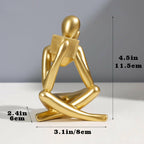 Jinkoozz Gold Reading Women Statue, Thinker Sculptures, Abstract Art Ornament,