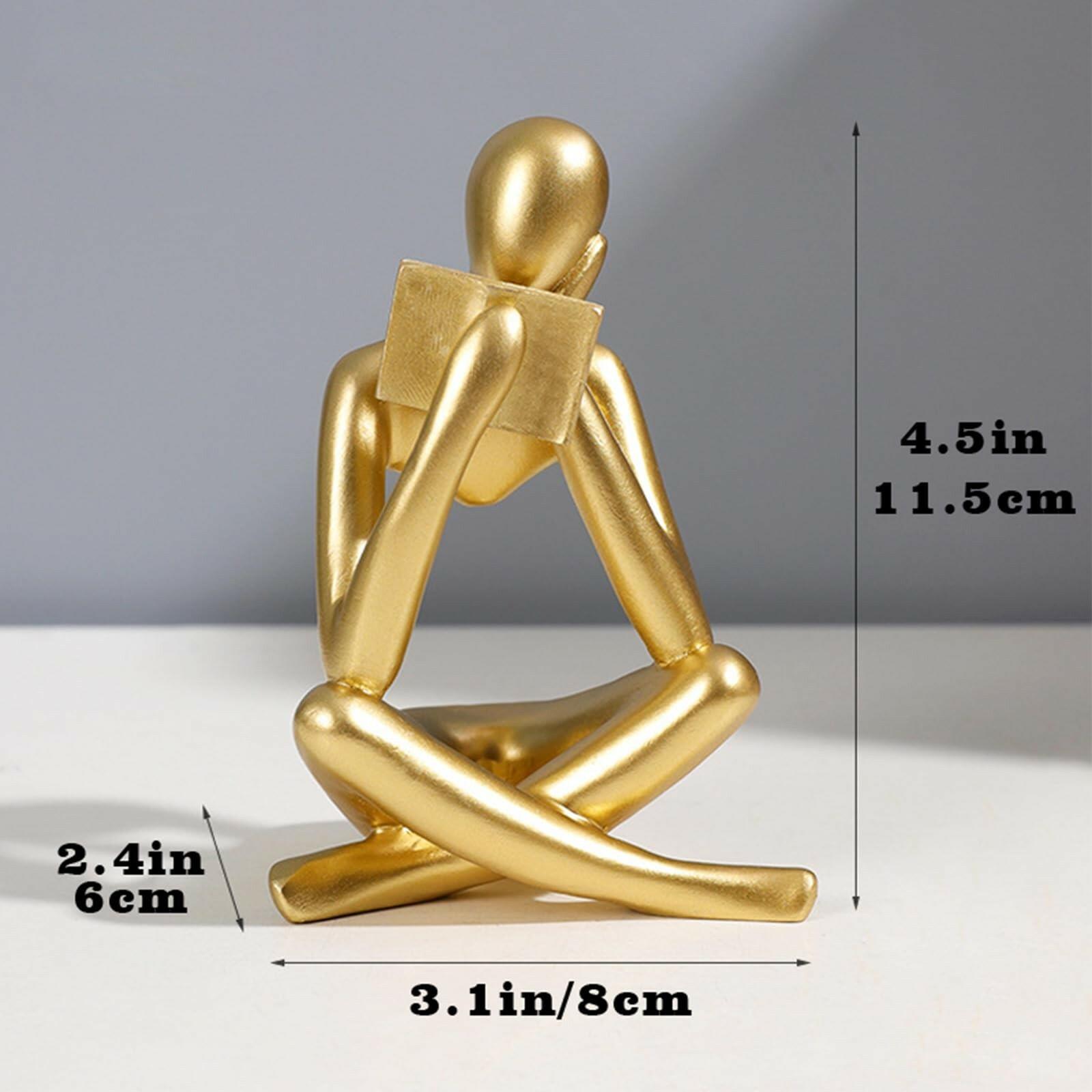 Jinkoozz Gold Reading Women Statue, Thinker Sculptures, Abstract Art Ornament,