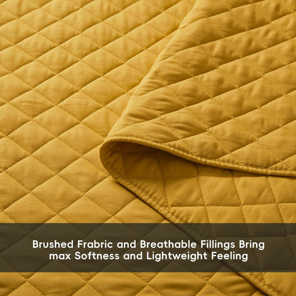 Safonory Mustard Yellow Quilt Full/Queen Size - Summer Soft Lightweight