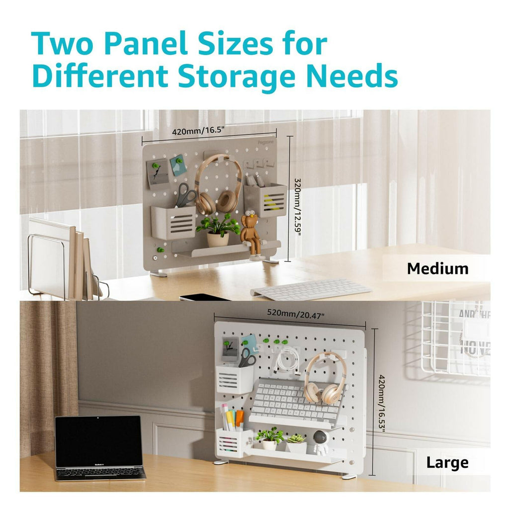 PEGZONE Clamp-on Desk Pegboard, 16.5" x 12.6"  Desk Organizer for Office Gaming