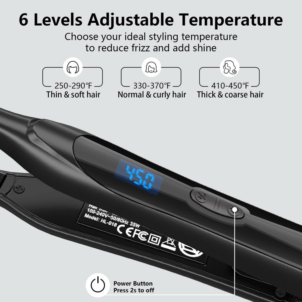 DSHOW Pencil Flat Iron, 3/10" Small Flat Irons for Short Hair, Pixie Cut and