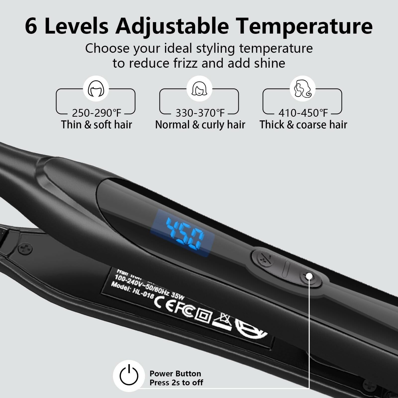DSHOW Pencil Flat Iron, 3/10" Small Flat Irons for Short Hair, Pixie Cut and