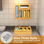 DUJEN Plastic Bag Organizer for Drawer, Bamboo Food Storage Bags Container