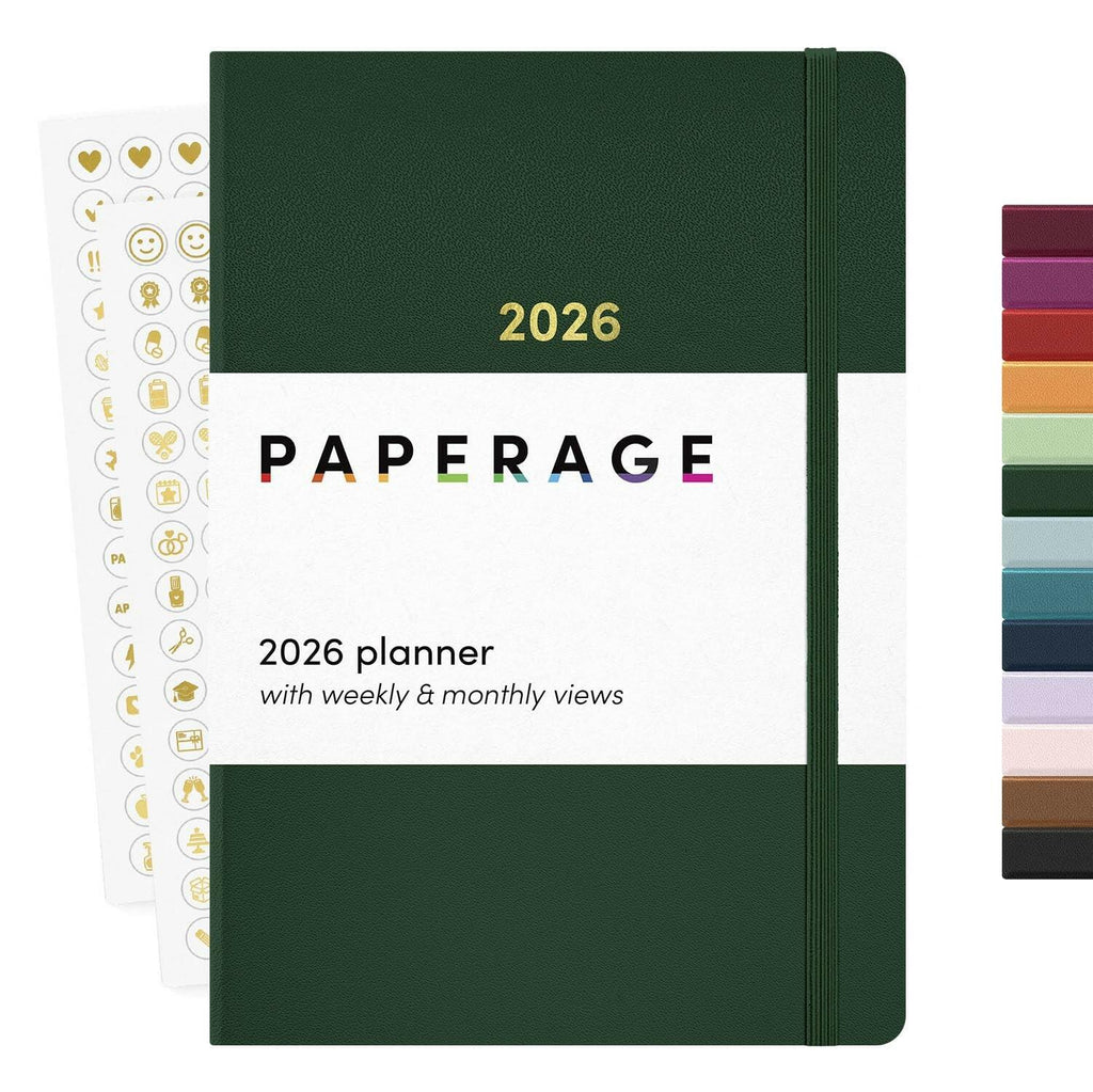 PAPERAGE 2026 Weekly & Monthly Planner, 12 Months (January 2026 - December