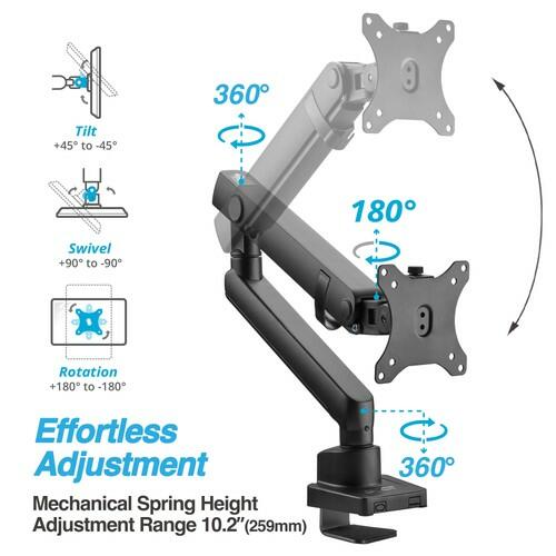AVLT Single 17"-38" Monitor Arm Desk Top Mount Premium Mechanical Spring Fits Up