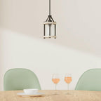 Ejerlya Farmhouse Pendant Light, Rustic White Wood and Metal Cage Hanging Light
