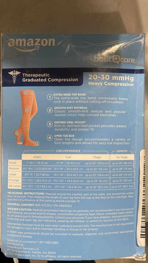 Amazon Basic Care Medical Compression Stockings Size Medium 20-30 mmHg Support