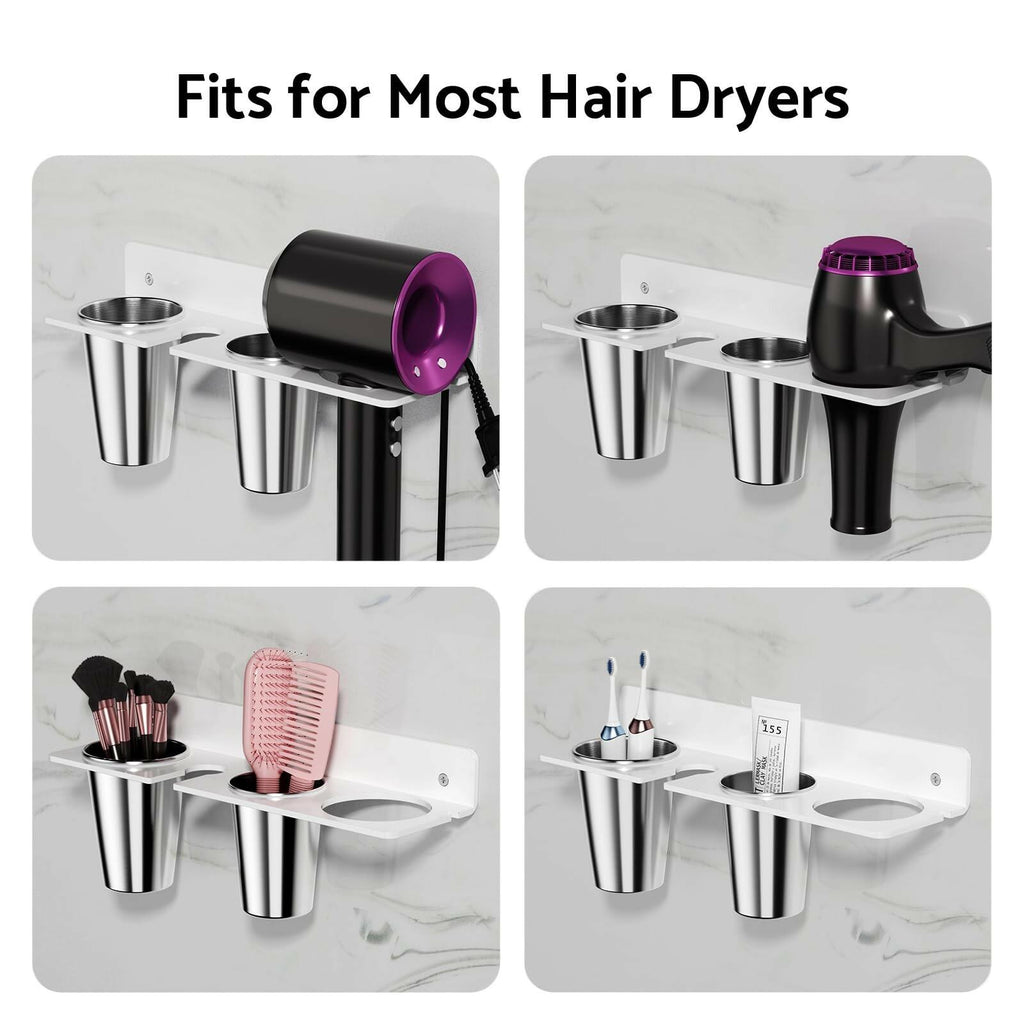 HIIMIEI Hair Tool Organizer Wall Mount, White Acrylic Hot Tool Holder with