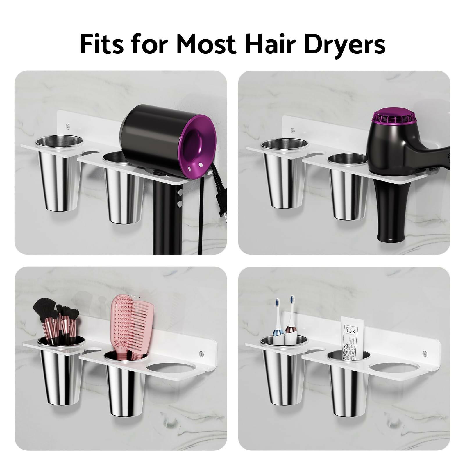 HIIMIEI Hair Tool Organizer Wall Mount, White Acrylic Hot Tool Holder with