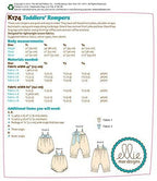KWIK-SEW PATTERNS K0174 Toddlers' Rompers