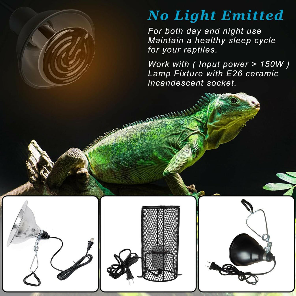DOMICA 150W 2 Pack Reptile Heat Bulb, Beared Dragon Ceramic Heat Emitter, E26 No