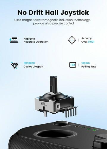 Wireless Phone Controller for iPhone/Android with Hall Joystick, Moblie