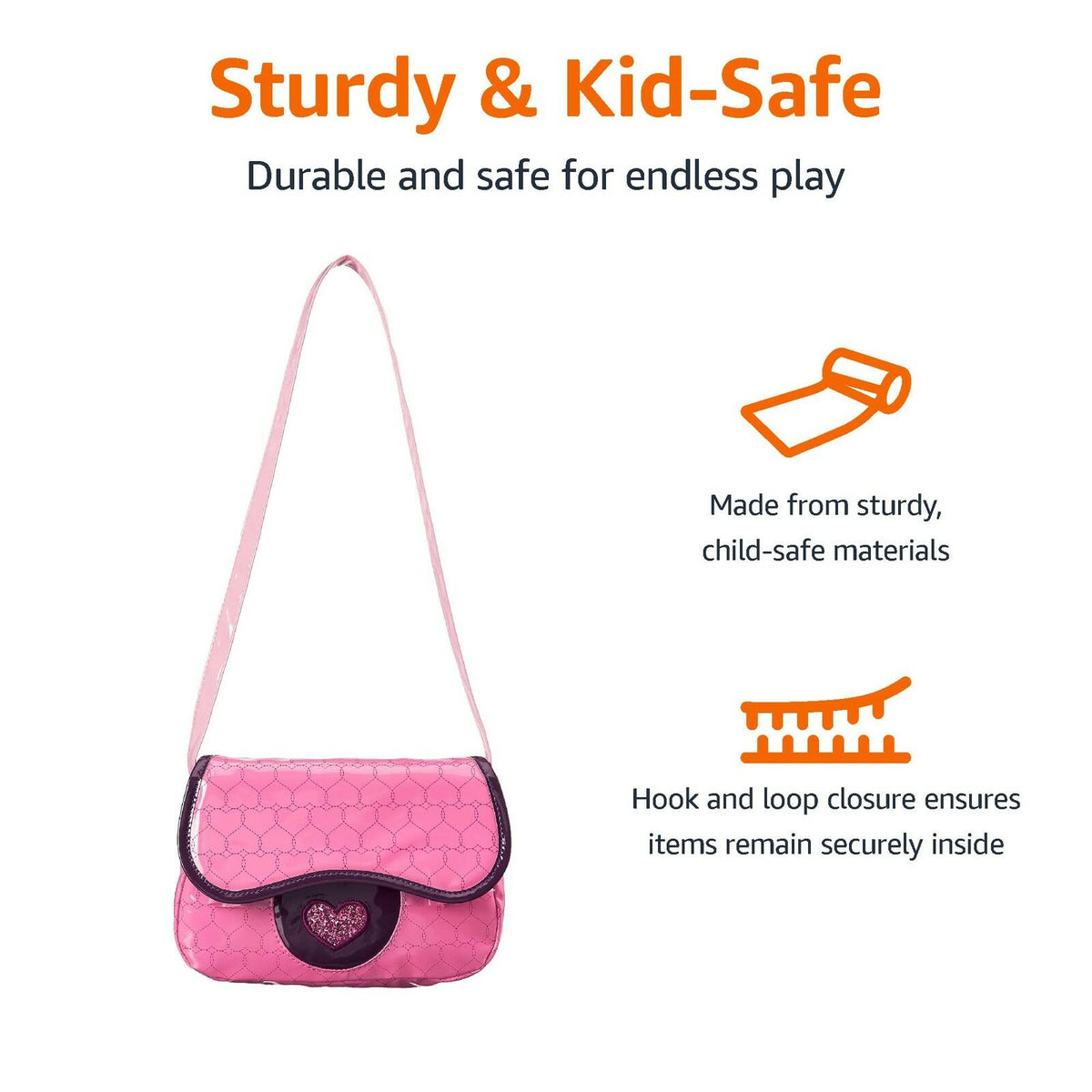 Amazon Basics 8-Piece Pretend Play Purse Toy with Accessories for Girls Ages 3