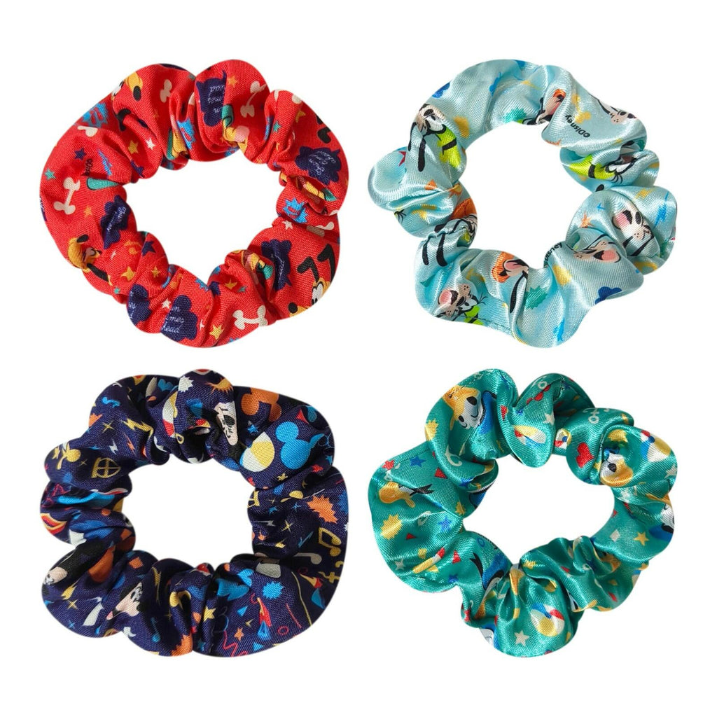 LUV HER Disney Mickey Scrunchies for Girls of All Ages - 4 Large Hair Scrunchies