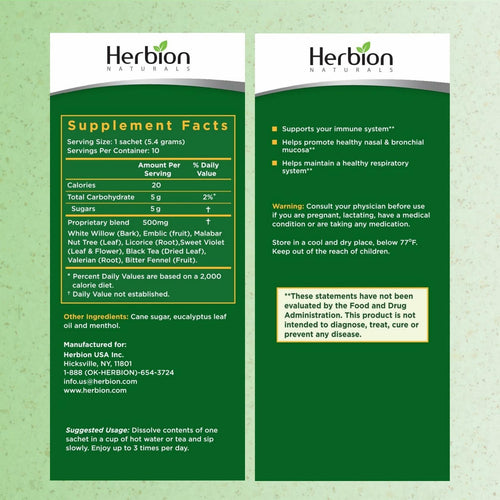 1 Pack of 10 HERBION Naturals Respiratory Care Herbal Granules, for The