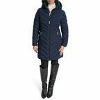 DKNY Women's Women’s Long Lightweight Hooded Puffer Jacket XL Insulated Casual