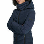 DKNY Women's Women’s Long Lightweight Hooded Puffer Jacket XL Insulated Casual