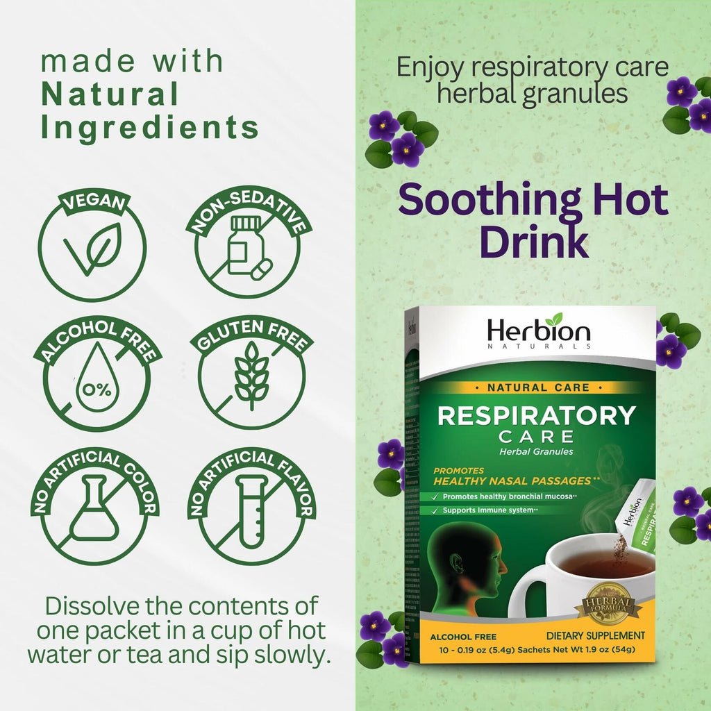 1 Pack of 10 HERBION Naturals Respiratory Care Herbal Granules, for The