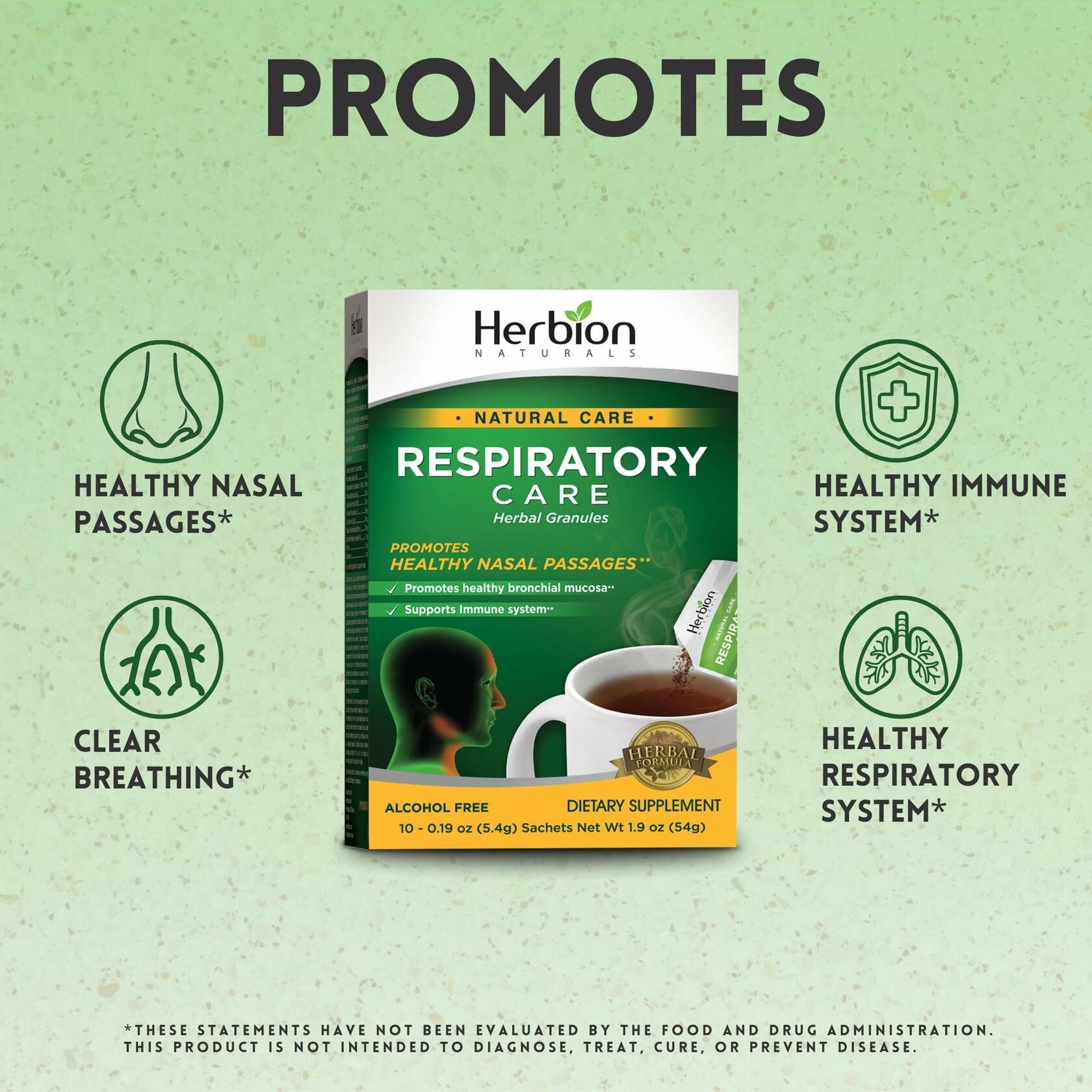 1 Pack of 10 HERBION Naturals Respiratory Care Herbal Granules, for The