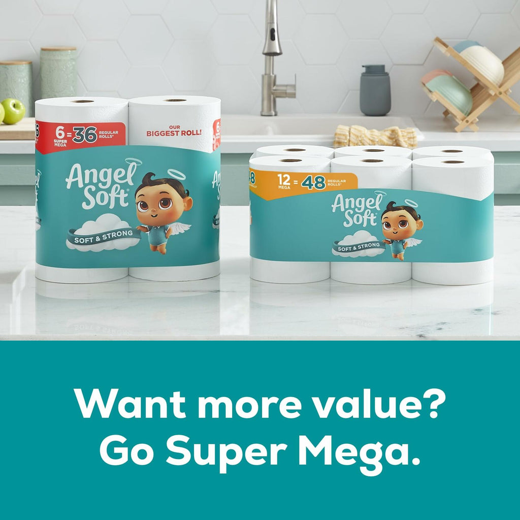 Angel Soft Toilet Paper, 18 Mega Rolls = 72 Regular Rolls, Soft and Strong