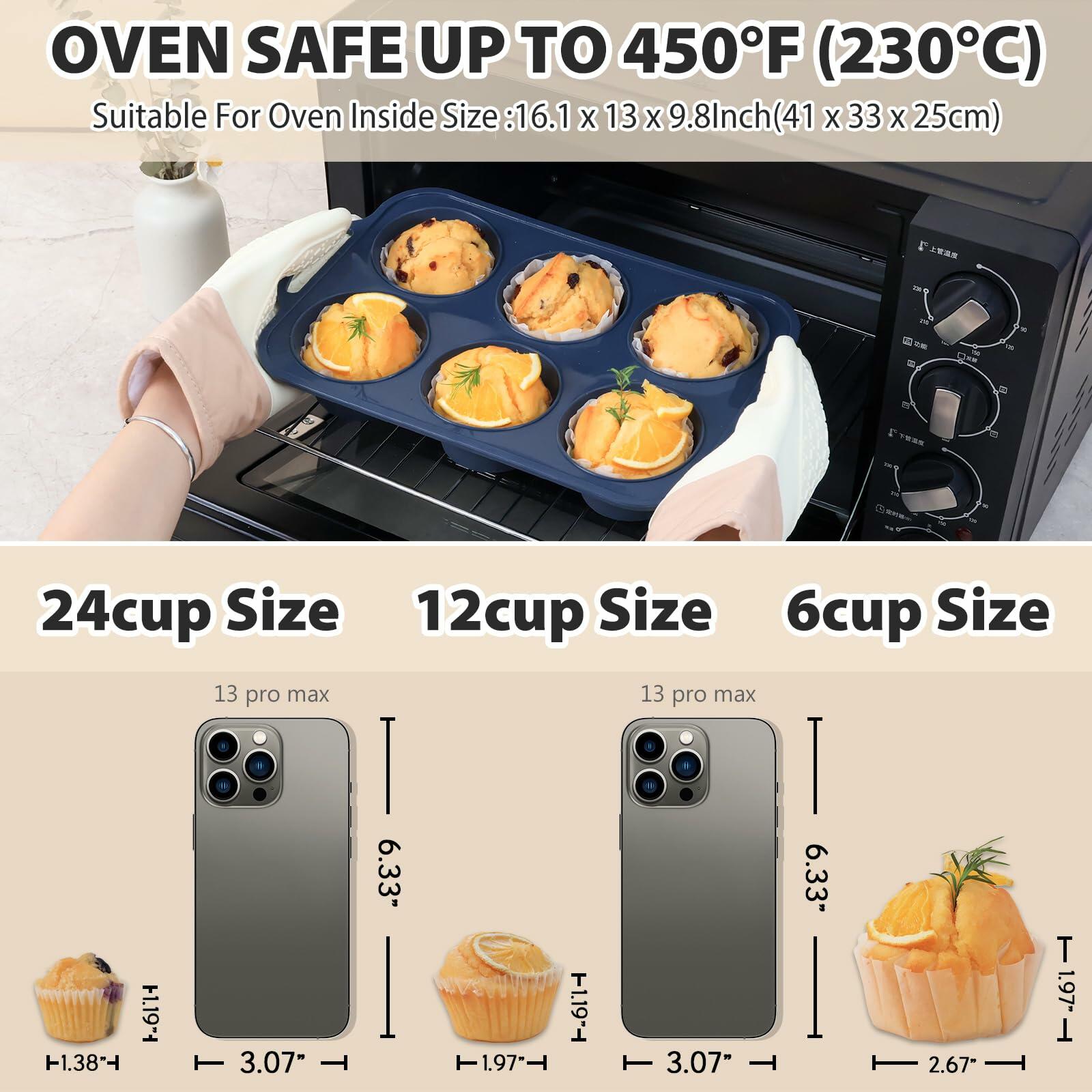 Vnray 2 Pack Jumbo Silicone Muffin Pan with Metal Frame, Non Stick Silicone
