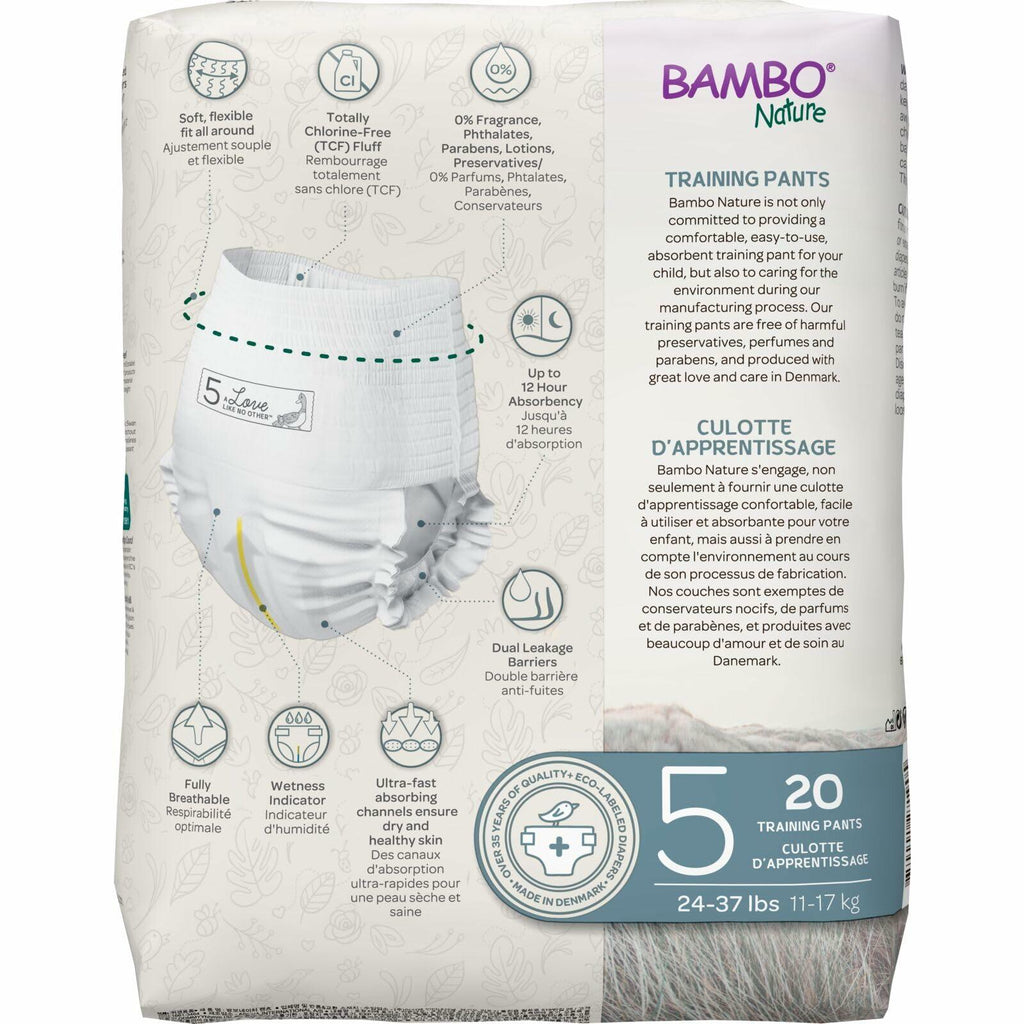 40 Count Bambo Nature Premium Training Pants (SIZES 4 TO 6 AVAILABLE), Size 5