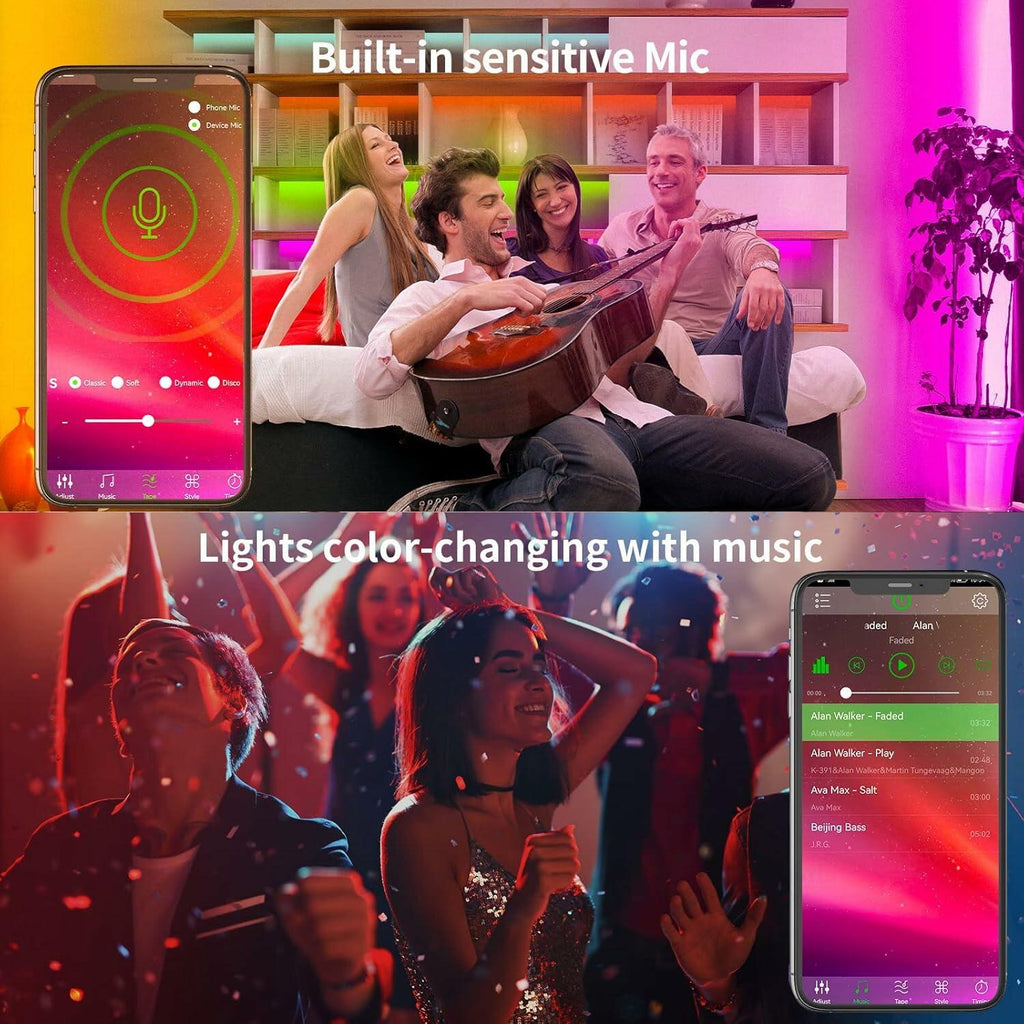KSIPZE 96ft Led Strip Lights RGB Music Sync Color Changing Bluetooth Led Lights